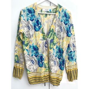 Anthropologie Sparrow Cardigan Floral Cinchona Sweater 100% Cotton Medium